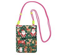 XZDAL Sac à bandoulière pour téléphone portable motif Père Noël et cerf de Noël pour femme, tendance et réglable, léger pour un usage quotidien, Fuchsia, Taille unique