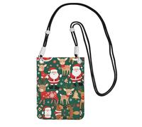 XZDAL Sac à bandoulière pour téléphone portable motif Père Noël et cerf de Noël pour femme, tendance et réglable, léger pour un usage quotidien, Noir , Taille unique
