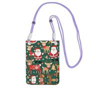 XZDAL Sac à bandoulière pour téléphone portable motif Père Noël et cerf de Noël pour femme, tendance et réglable, léger pour un usage quotidien, violet, Taille unique