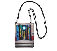 XZDAL Street Art Sac à bandoulière pour téléphone portable, noir, pour femme, tendance et réglable, léger pour un usage quotidien, Noir , Taille unique