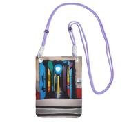 XZDAL Street Art Sac à bandoulière pour téléphone portable, noir, pour femme, tendance et réglable, léger pour un usage quotidien, violet, Taille unique