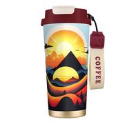 XZDAL Sunrise Mountain Tasse à café en acier inoxydable 316 avec couvercle et paille pour bureau et sport Rouge