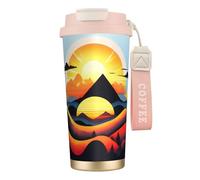 XZDAL Sunrise Mountain Tasse à café en acier inoxydable 316 avec couvercle et paille pour bureau et sport Rose