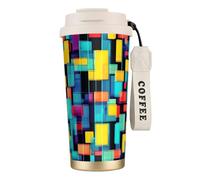 XZDAL Tasse à café carrée en acier inoxydable 316 avec couvercle et paille pour bureau et sport Blanc