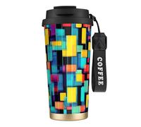 XZDAL Tasse à café carrée en acier inoxydable 316 avec couvercle et paille pour bureau et sport Noir