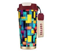 XZDAL Tasse à café carrée en acier inoxydable 316 avec couvercle et paille pour bureau et sport Rouge