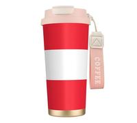 XZDAL Tasse à Café en Acier Inoxydable 316 Drapeau Autrichien Rose avec Couvercle et Paille pour Bureau Sport