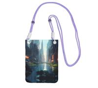 XZDAL The City on the Water Sac à bandoulière pour téléphone portable, noir, pour femme, tendance et réglable, léger pour un usage quotidien, violet, Taille unique