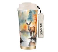 XZDAL The River Tasse à café en acier inoxydable 316 avec couvercle et paille pour bureau et sport Blanc