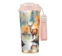 XZDAL The River Tasse à café en acier inoxydable 316 avec couvercle et paille pour bureau et sport Rose