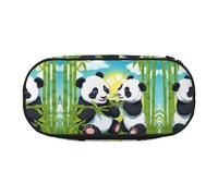 Xzdal Trousse à crayons imprimée avec deux pandas heureux pour ranger des articles de papeterie ou des cosmétiques, répondant à divers besoins de stockage, Noir , Taille unique, Trousse de beauté