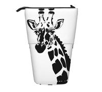 XZDAL Trousse à crayons noire et blanche avec motif girafe extensible, portable et légère pour ranger des articles de papeterie, petits objets