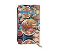 XZDAL Un Delicious Feast Portefeuille long en cuir tendance avec emplacements pour cartes, poche pour espèces et section zippée pour pièces de monnaie