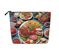 XZDCAL a Delicious Feast Trousse de maquillage monocouche aspect lin avec fermeture éclair pour répondre à vos besoins quotidiens ou de voyage, noir, taille unique, Noir , Taille unique