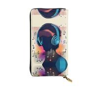 XZDCAL A Music Vibes Portefeuille long en cuir tendance pour filles et femmes avec plusieurs compartiments, noir, One Size