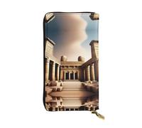 XZDCAL aAncient Wonders Portefeuille long en cuir tendance pour filles et femmes avec plusieurs compartiments, noir, taille unique, Noir , Taille unique