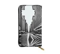 XZDCAL aCity Street Portefeuille long en cuir tendance pour filles et femmes avec plusieurs compartiments, noir, taille unique, Noir , Taille unique