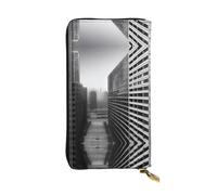 XZDCAL aUrban Horizon Portefeuille long en cuir tendance pour filles et femmes avec plusieurs compartiments, noir, taille unique, Noir , Taille unique