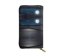 XZDCAL Balcony at night Portefeuille long en cuir tendance pour filles et femmes avec plusieurs compartiments, noir, taille unique, Noir , Taille unique