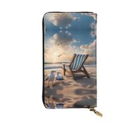 XZDCAL Beautiful Blue Sky and Sea Portefeuille long en cuir tendance pour filles et femmes avec plusieurs compartiments, noir, taille unique, Noir , Taille unique