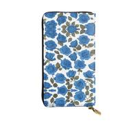 XZDCAL Belle rose bleue mode long portefeuille en cuir pour filles et femmes avec plusieurs compartiments, noir, taille unique, Noir , Taille unique