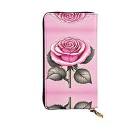 XZDCAL Belle rose rose mode longue pochette portefeuille en cuir pour filles et femmes avec plusieurs compartiments, noir, taille unique, Noir , Taille unique