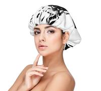 XZDCAL Bonnet de nuit en satin noir et blanc pour adultes - Doux pour la protection des cheveux et le coiffage, noir, taille unique