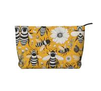 XZDCAL Cartoon Bee Trousse de maquillage en velours côtelé avec doublure robuste pour voyage et usage quotidien, noir, taille unique, Noir , Taille unique