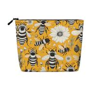 XZDCAL Cartoon Bee Trousse de maquillage monocouche aspect lin avec fermeture éclair pour répondre à vos besoins quotidiens ou de voyage, noir, taille unique, Noir , Taille unique
