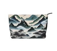 XZDCAL Clouds and Mountains Trousse de maquillage en velours côtelé avec doublure robuste pour voyage et usage quotidien, noir, taille unique, Noir , Taille unique