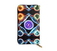 XZDCAL Cosmic Stars Portefeuille long en cuir tendance pour filles et femmes avec plusieurs compartiments, noir, taille unique, Noir , Taille unique