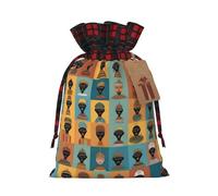 XZDCAL Cultural Icons Sac cadeau en jute avec cordon de serrage en tissu tartan et étiquette en papier kraft pour festivals et occasions spéciales, Noir , M