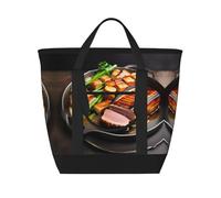 XZDCAL Delicious Sac fourre-tout isotherme de grande capacité pour femme, épicerie, déjeuner et pique-nique, noir, taille unique, Noir , Taille unique