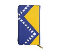 XZDCAL Drapeau de la Bosnie-Herzégovine Portefeuille en cuir à la mode pour filles et femmes avec plusieurs compartiments, noir, taille unique, Noir , Taille unique