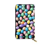 XZDCAL Easter Eggs Portefeuille long en cuir tendance pour filles et femmes avec plusieurs compartiments, noir, taille unique, Noir , Taille unique