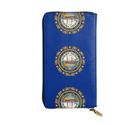 XZDCAL Flag of New Hampshire Portefeuille long en cuir tendance pour filles et femmes avec plusieurs compartiments, noir, taille unique, Noir , Taille unique