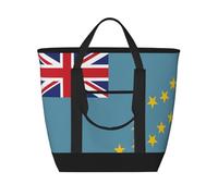 XZDCAL Flag of Tuvalu Sac fourre-tout isotherme de grande capacité pour femme, courses, déjeuner et pique-nique, noir, taille unique, Noir , Taille unique