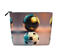 XZDCAL Football on the background Trousse de maquillage monocouche aspect lin avec fermeture éclair pour répondre à vos besoins quotidiens ou de voyage, noir, taille unique, Noir , Taille unique