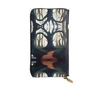 XZDCAL GhastlyGrove Portefeuille long en cuir tendance pour filles et femmes avec plusieurs compartiments, noir, taille unique, Noir , Taille unique