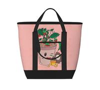 XZDCAL Graines de tournesol et fraises Sac fourre-tout isotherme de grande capacité pour femme, épicerie, déjeuner et pique-nique, noir, taille unique, Noir , Taille unique