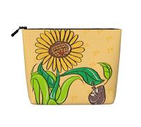 XZDCAL Graines de tournesol et tournesols Trousse de maquillage monocouche aspect lin avec fermeture éclair pour répondre à vos besoins quotidiens ou de voyage, noir, taille unique, Noir , Taille