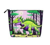 XZDCAL Green Dinosaur Trousse de maquillage simple couche aspect lin avec fermeture éclair pour répondre à vos besoins quotidiens ou de voyage, noir, taille unique, Noir , Taille unique