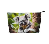 XZDCAL Happy Cute Koala Trousse de maquillage en velours côtelé avec doublure robuste pour voyage et usage quotidien, noir, taille unique, Noir , Taille unique