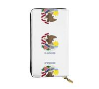 XZDCAL Illinois State Flag Portefeuille en cuir pour fille et femme avec plusieurs compartiments Noir Taille unique, Noir , Taille unique