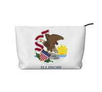 XZDCAL Illinois State Flag Trousse de maquillage en velours côtelé avec doublure robuste pour voyage et usage quotidien, noir, taille unique, Noir , Taille unique