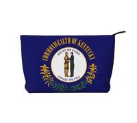XZDCAL Kentucky State Flag Trousse de maquillage en velours côtelé avec doublure robuste pour voyage et usage quotidien, noir, taille unique, Noir , Taille unique