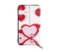 XZDCAL Little Red Heart Portefeuille long en cuir tendance pour filles et femmes avec plusieurs compartiments, noir, taille unique, Noir , Taille unique