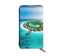 XZDCAL Maldives Scenery Portefeuille long en cuir tendance pour filles et femmes avec plusieurs compartiments, noir, taille unique, Noir , Taille unique