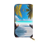 XZDCAL Maldives Vacances Portefeuille en Cuir Long Pochette Mode pour Filles et Femmes avec Plusieurs Compartiments Noir Taille Unique, Noir , Taille unique