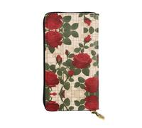 XZDCAL Many Red Roses Portefeuille long en cuir tendance pour filles et femmes avec plusieurs compartiments, noir, taille unique, Noir , Taille unique